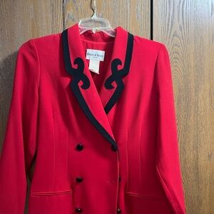Danny & Nicole Red Double-Breasted Blazer with Black Trim